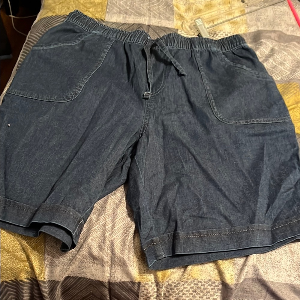Women’s dark pull string Blue Casual Shorts